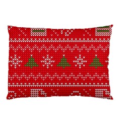 Red Christmas Pattern Xmas Decorations, Christmas Knitted Texture Pillow Case by kyorashop23