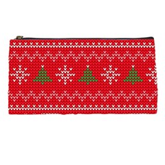 Red Christmas Pattern Xmas Decorations, Christmas Knitted Texture Pencil Case by kyorashop23