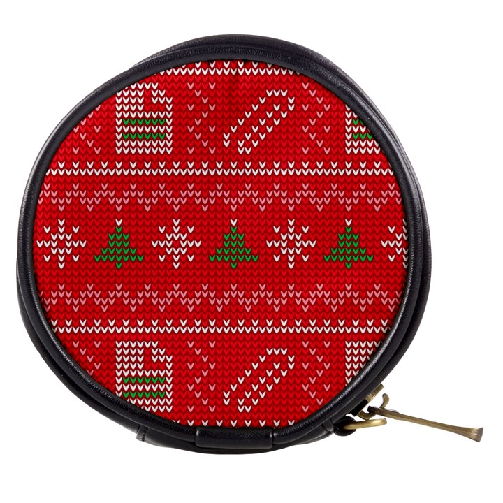 Red Christmas Pattern Xmas Decorations, Christmas Knitted Texture Mini Makeup Bag