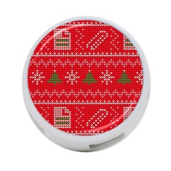 Red Christmas Pattern Xmas Decorations, Christmas Knitted Texture 4-port Usb Hub (one Side) by kyorashop23