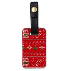 Red Christmas Pattern Xmas Decorations, Christmas Knitted Texture Luggage Tag (one Side) by kyorashop23