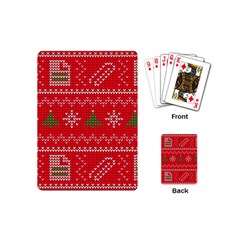 Red Christmas Pattern Xmas Decorations, Christmas Knitted Texture Playing Cards Single Design (mini)