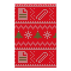 Red Christmas Pattern Xmas Decorations, Christmas Knitted Texture Shower Curtain 48  X 72  (small)  by kyorashop23