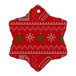 Red Christmas Pattern Xmas Decorations, Christmas Knitted Texture Ornament (Snowflake) Front