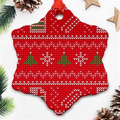 Red Christmas Pattern Xmas Decorations, Christmas Knitted Texture Ornament (snowflake)