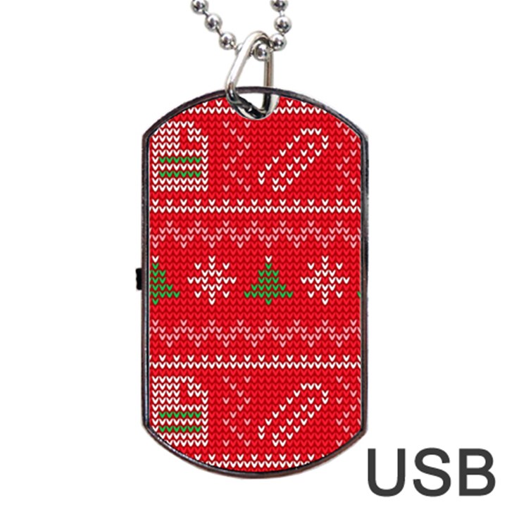 Red Christmas Pattern Xmas Decorations, Christmas Knitted Texture Dog Tag USB Flash (Two Sides)