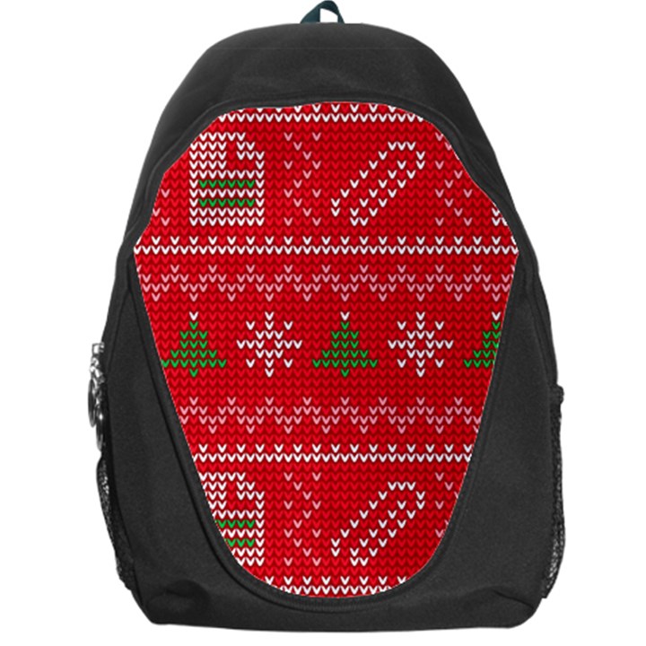 Red Christmas Pattern Xmas Decorations, Christmas Knitted Texture Backpack Bag