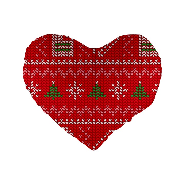 Red Christmas Pattern Xmas Decorations, Christmas Knitted Texture Standard 16  Premium Heart Shape Cushions