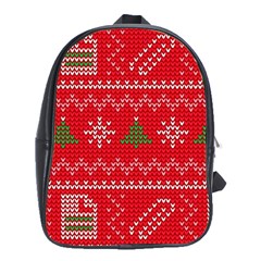 Red Christmas Pattern Xmas Decorations, Christmas Knitted Texture School Bag (xl) by kyorashop23