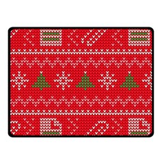 Red Christmas Pattern Xmas Decorations, Christmas Knitted Texture Two Sides Fleece Blanket (small) by kyorashop23