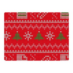 Red Christmas Pattern Xmas Decorations, Christmas Knitted Texture Two Sides Premium Plush Fleece Blanket (mini) by kyorashop23