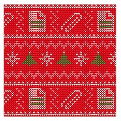 Red Christmas Pattern Xmas Decorations, Christmas Knitted Texture Square Satin Scarf (36  x 36 )