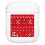 Red Christmas Pattern Xmas Decorations, Christmas Knitted Texture Soft TPU AirPods 1/2 Case Front