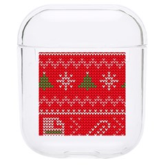 Red Christmas Pattern Xmas Decorations, Christmas Knitted Texture Hard Pc Airpods 1/2 Case by kyorashop23