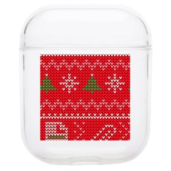 Red Christmas Pattern Xmas Decorations, Christmas Knitted Texture Soft Tpu Airpods 1/2 Case by kyorashop23