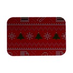 Red Christmas Pattern Xmas Decorations, Christmas Knitted Texture Open Lid Metal Box (Silver)   Front