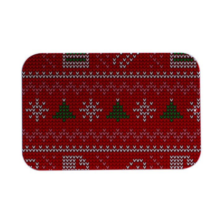 Red Christmas Pattern Xmas Decorations, Christmas Knitted Texture Open Lid Metal Box (Silver)  