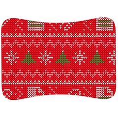 Red Christmas Pattern Xmas Decorations, Christmas Knitted Texture Velour Seat Head Rest Cushion by kyorashop23