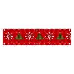 Red Christmas Pattern Xmas Decorations, Christmas Knitted Texture Banner and Sign 4  x 1  Front