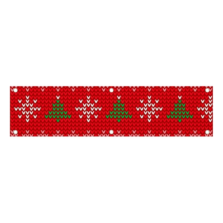 Red Christmas Pattern Xmas Decorations, Christmas Knitted Texture Banner and Sign 4  x 1 