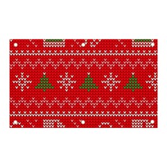 Red Christmas Pattern Xmas Decorations, Christmas Knitted Texture Banner And Sign 5  X 3  by kyorashop23