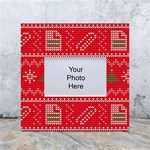 Red Christmas Pattern Xmas Decorations, Christmas Knitted Texture White Box Photo Frame 4  x 6  Front