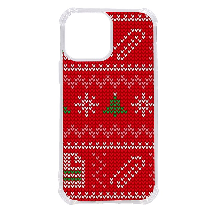 Red Christmas Pattern Xmas Decorations, Christmas Knitted Texture iPhone 13 Pro Max TPU UV Print Case