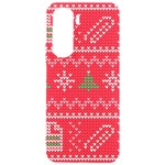 Red Christmas Pattern Xmas Decorations, Christmas Knitted Texture Samsung Galaxy S24 Plus 6.7 Inch Black TPU UV Case Front