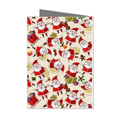 Santa Claus Patterns, Christmas Decorations Mini Greeting Cards (pkg Of 8)