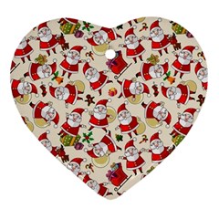 Santa Claus Patterns, Christmas Decorations Heart Ornament (two Sides) by kyorashop23