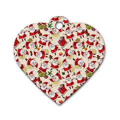 Santa Claus Patterns, Christmas Decorations Dog Tag Heart (two Sides) by kyorashop23