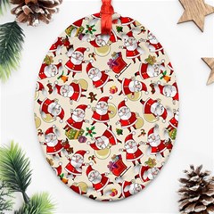 Santa Claus Patterns, Christmas Decorations Ornament (oval Filigree)