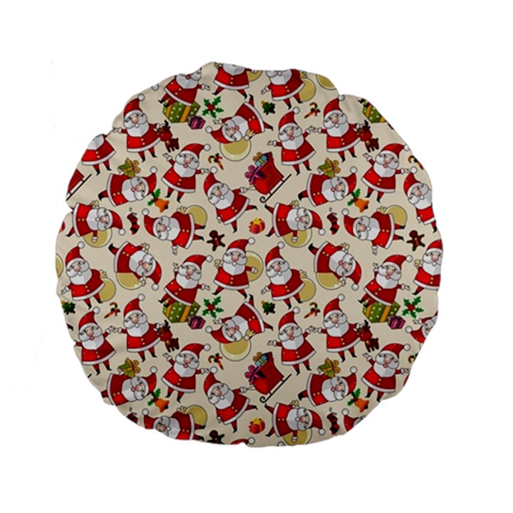 Santa Claus Patterns, Christmas Decorations Standard 15  Premium Flano Round Cushions