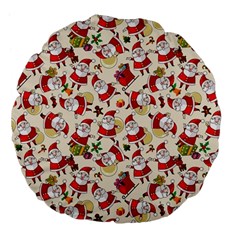 Santa Claus Patterns, Christmas Decorations Large 18  Premium Flano Round Cushions by kyorashop23