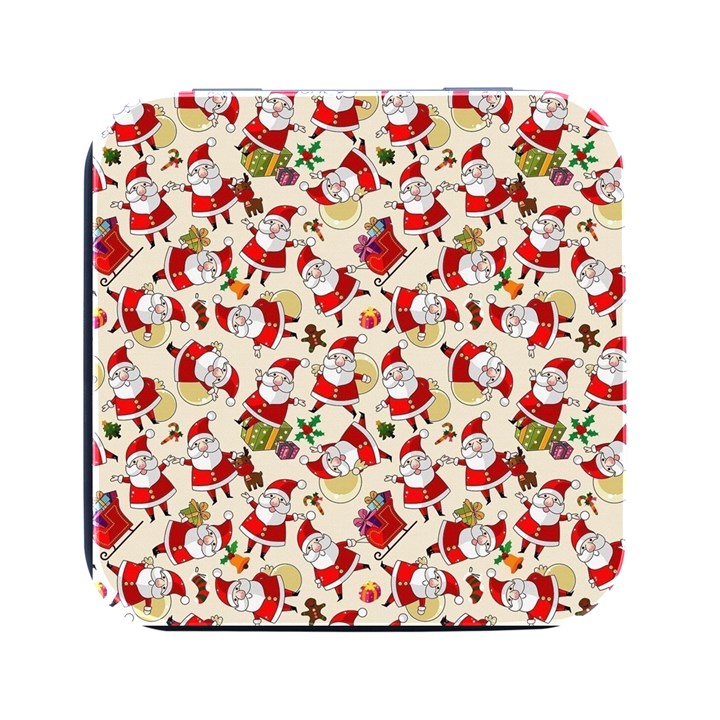 Santa Claus Patterns, Christmas Decorations Square Metal Box (Black)