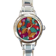 Swirly, Abstract, Multi Colored, Pattern, Round Italian Charm Watch