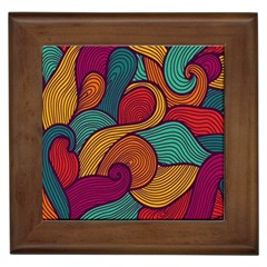 Swirly, Abstract, Multi Colored, Pattern, Framed Tile