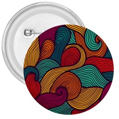 Swirly, Abstract, Multi Colored, Pattern, 3  Buttons