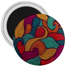 Swirly, Abstract, Multi Colored, Pattern, 3  Magnets