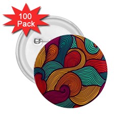 Swirly, Abstract, Multi Colored, Pattern, 2.25  Buttons (100 pack) 