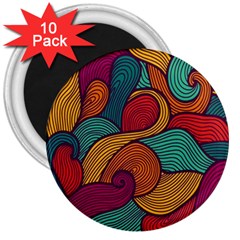 Swirly, Abstract, Multi Colored, Pattern, 3  Magnets (10 pack) 