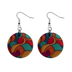 Swirly, Abstract, Multi Colored, Pattern, Mini Button Earrings