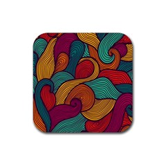 Swirly, Abstract, Multi Colored, Pattern, Rubber Coaster (Square)