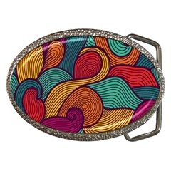 Swirly, Abstract, Multi Colored, Pattern, Belt Buckles