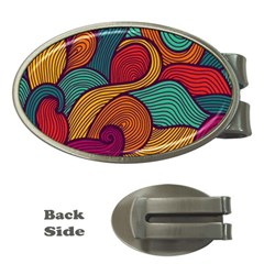 Swirly, Abstract, Multi Colored, Pattern, Money Clips (Oval) 