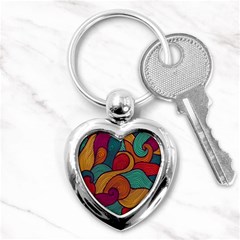 Swirly, Abstract, Multi Colored, Pattern, Key Chain (Heart)