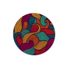 Swirly, Abstract, Multi Colored, Pattern, Rubber Coaster (Round)