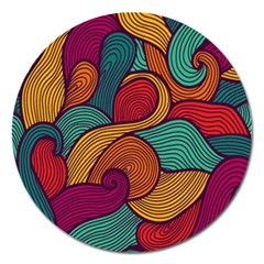 Swirly, Abstract, Multi Colored, Pattern, Magnet 5  (Round)