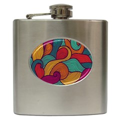 Swirly, Abstract, Multi Colored, Pattern, Hip Flask (6 oz)