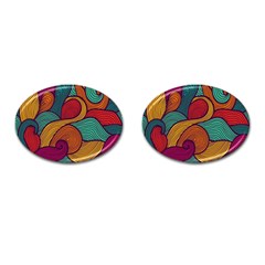 Swirly, Abstract, Multi Colored, Pattern, Cufflinks (Oval)